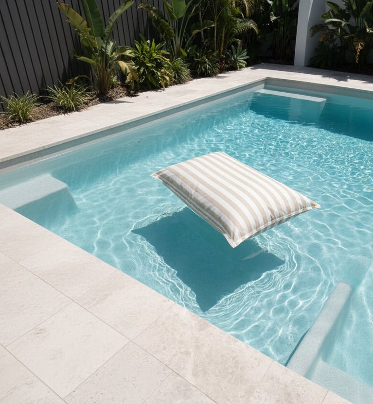 Floating Bean Bag Lounger - Beige Pool Float Chair for Outdoor Swimming - The Cove Collective