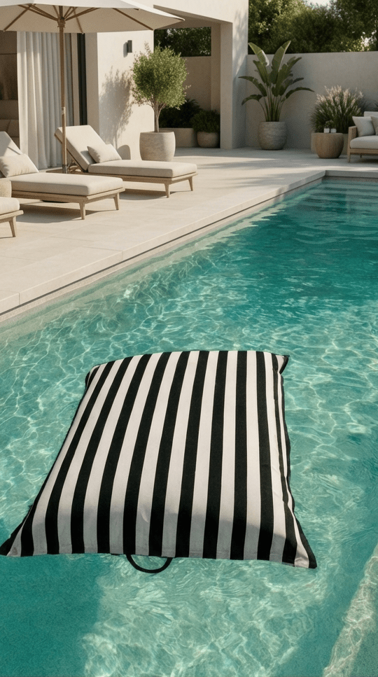 Floating Bean Bag Lounger - Black Pool Float Chair for Outdoor Swimming - The Cove Collective