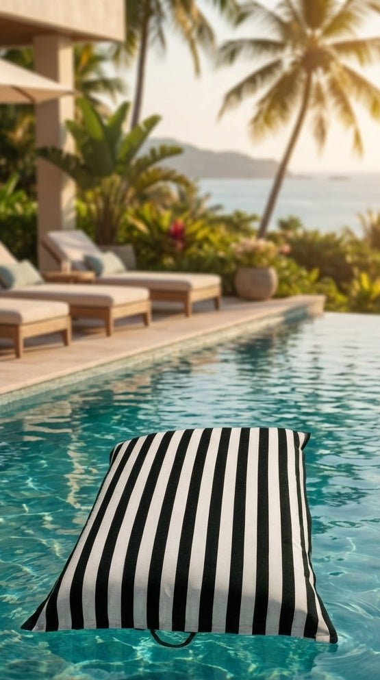 Floating Bean Bag Lounger - Black Pool Float Chair for Outdoor Swimming - The Cove Collective