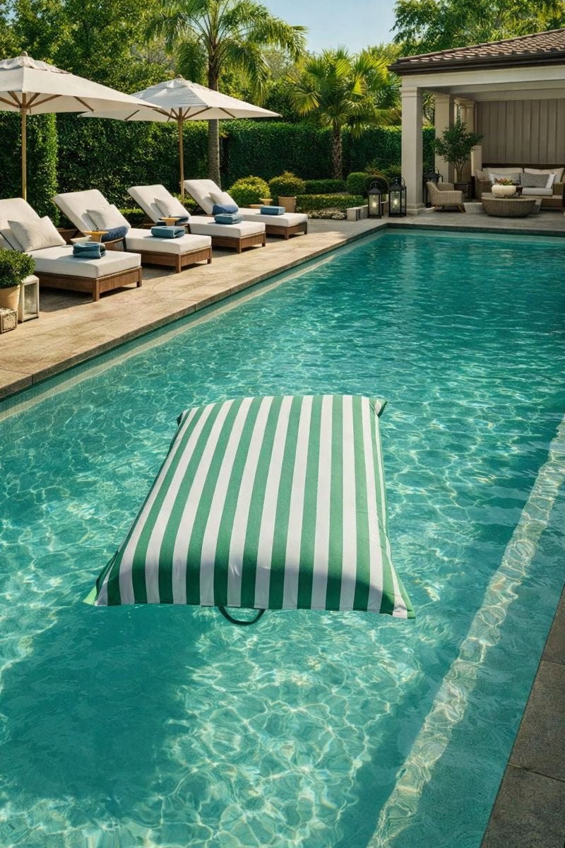 Floating Bean Bag Lounger - Green Pool Float Chair for Outdoor Swimming - The Cove Collective